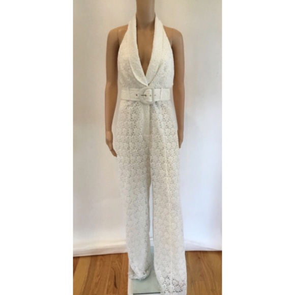 ZIMMERMANN LACE HALTER PLUNGING NECKLINE JUMPSUIT SZ 1 - Picture 1 of 8